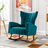 Wooden Velvet Accent Rocking Chair (Teal) - WoodenTwist